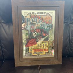 Vintage 1975 Disneyland Railroad Lithograph Mirror Wall Art