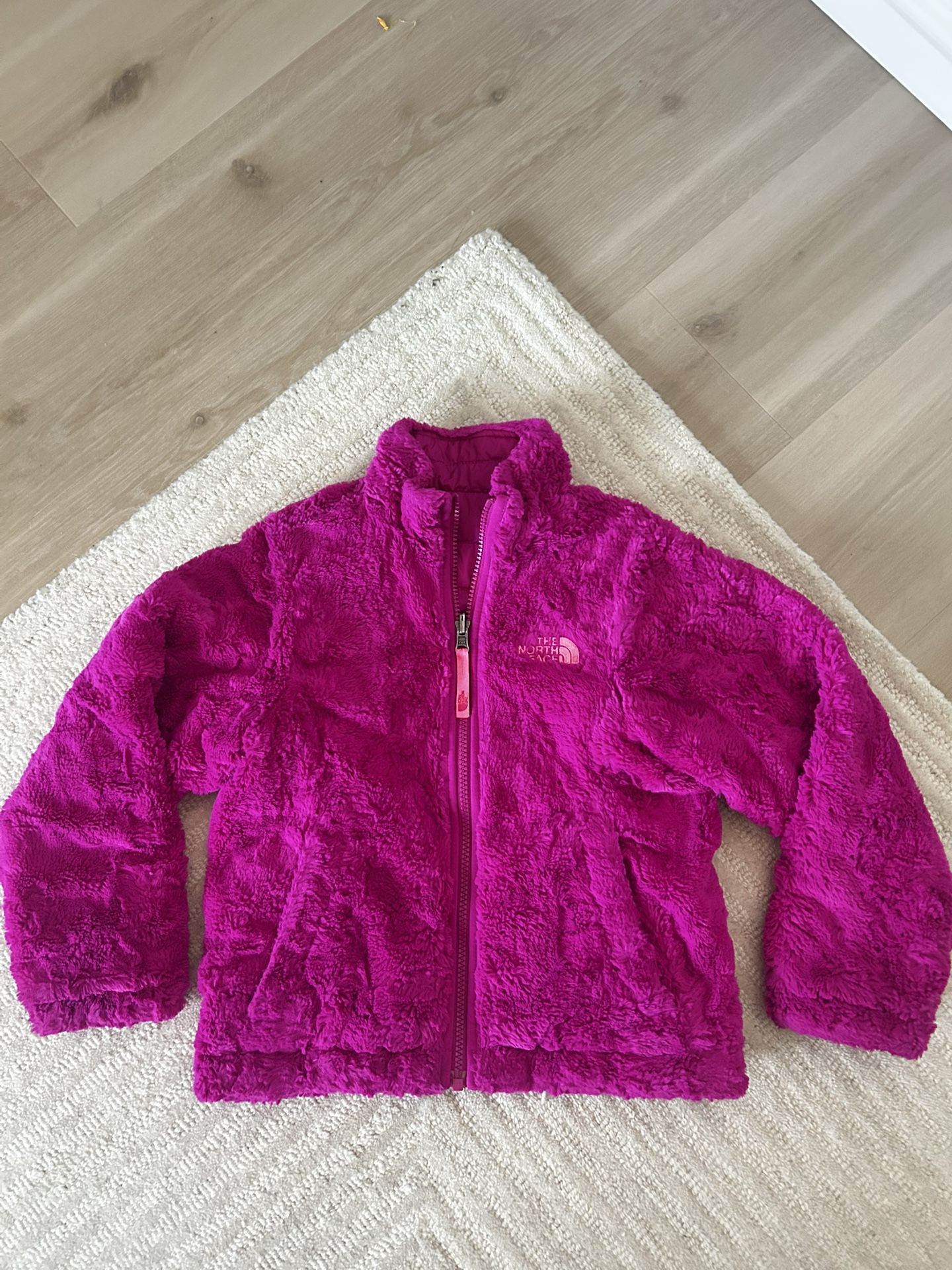 $40 The North Face Reversible Mossbud Swirl Puffer Fleece Jacket - Girls