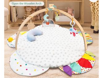 New in Box Wooden Baby Activity Gym with Detachable Sensory Toys | Montessori Developmental Play Gym for Infants | FSC-Certified Wooden Frame Baby Toy