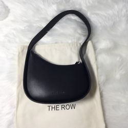 The Row Half Moon Bag in Leather Black