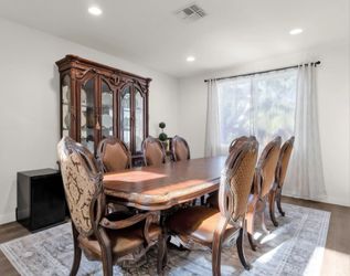 Luxury Formal Dining Room Set – 8 Chairs, Hutch & Extension Table | AICO by Michael Amini