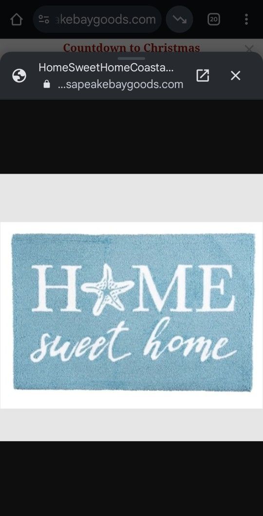 Sky-blue with starfish hooked rug, NEW