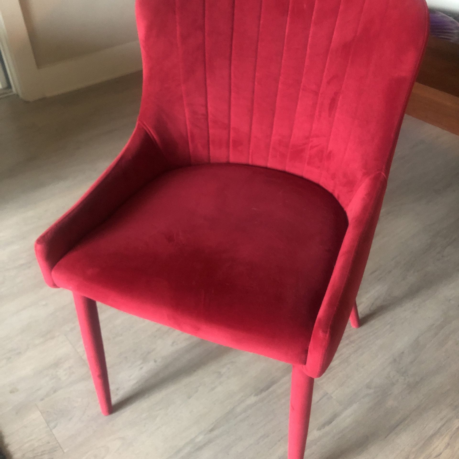  4 Red Velvet Chairs 
