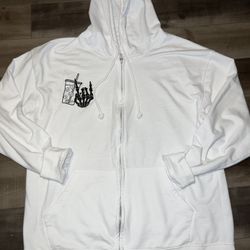 White Zip Up Fueled By Iced Coffee & Anxiety UNISEX 