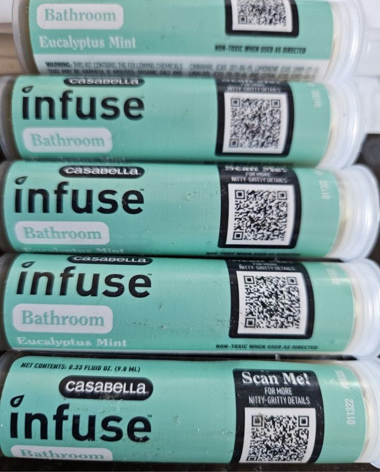 New 5-Pack Of Casabella Infuse Bathroom Cleaning Spray Refills - Eucalyptus Mint