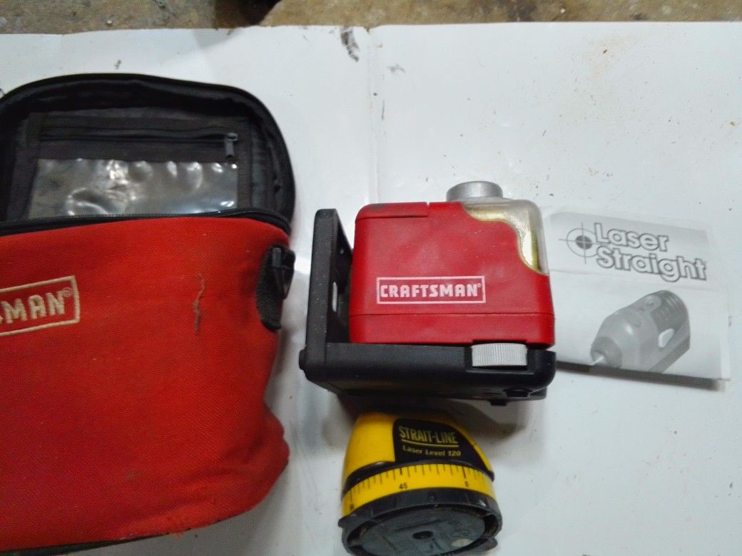 Strait-Line and laser straight laser levels. With instructions and carrying bag