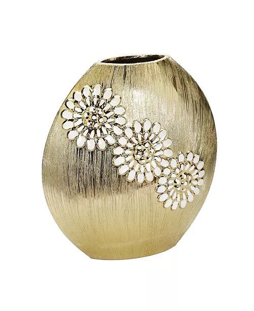 VIVIENCE
Round Matte Vase with Textured Flower Design