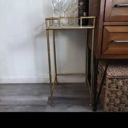 Mirrored Gold Side Table, Bar Table, Stand