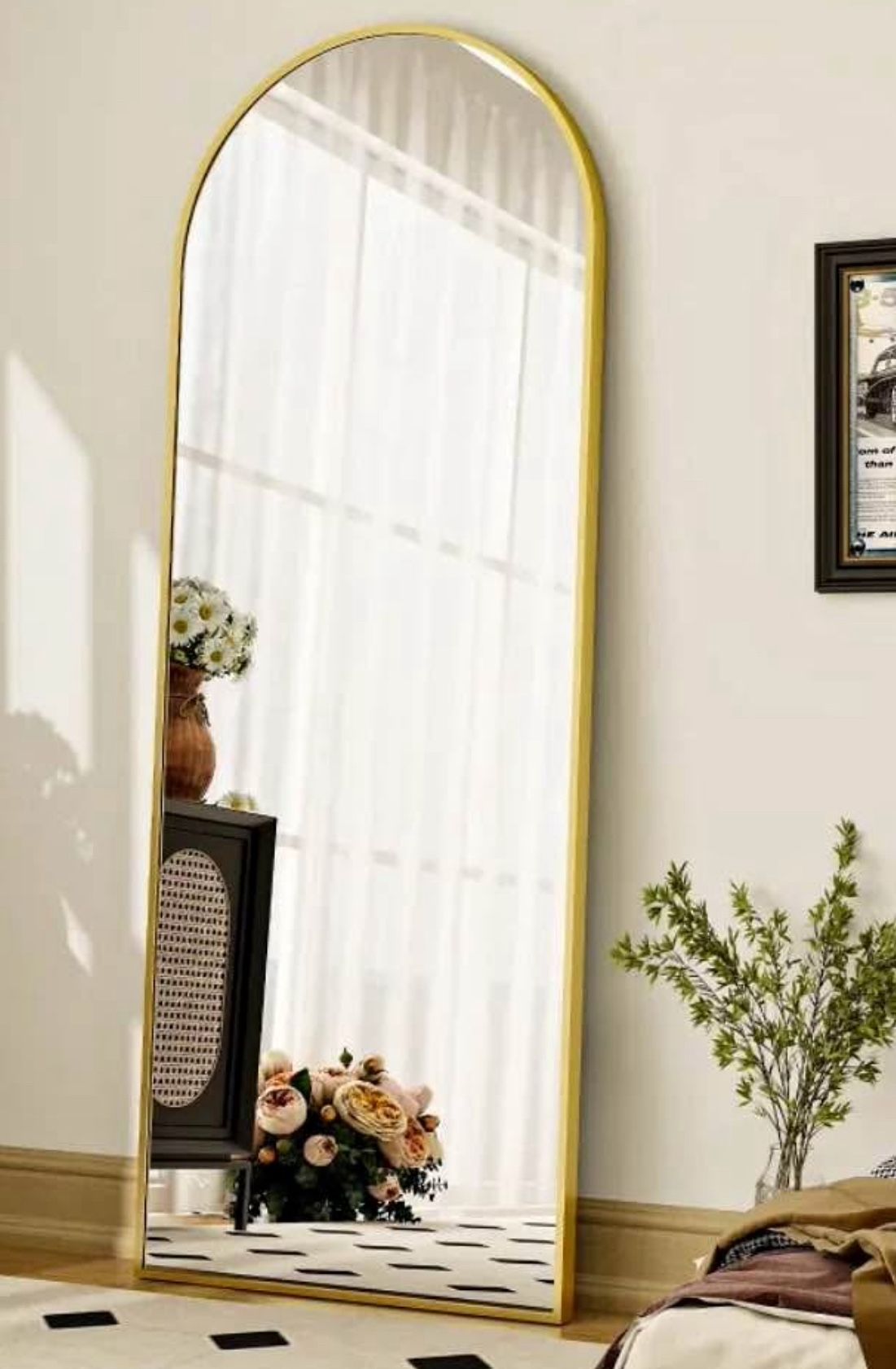 68” x 26” Arch Gold Long Mirror For Sale
