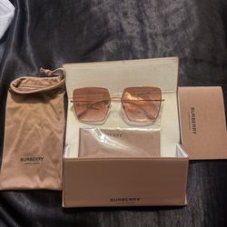 Burberry BE3133 Rose Gold Pink Square Sunglasses 58mm – Authentic w/ Case