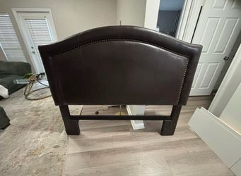 Queen Brown Faux Leather Headboard