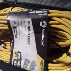 NEW Commercial Extension Cords Heavy Duty With Lighted Tips 100 Ft