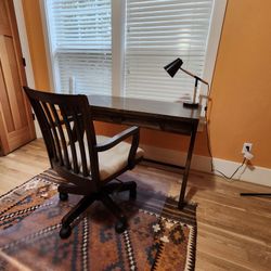 Wood Desk & Cushioned Office Chair