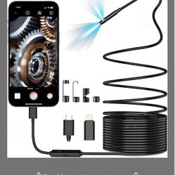 Pemamnov Dual-Lens Endoscope Camera With Light,Borescope With 8 Adjustable LED Lights 1920P HD,16.5ft Semi-Rigid,IP67Waterproof USB Inspection Camera 