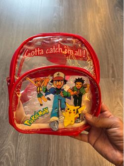 Clear Pokemon Mini Backpack Red “Gotta catch em all!”
