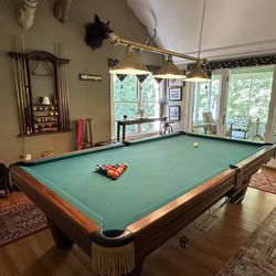 Heritage Brunswick Billiards Table with All Accessories Shown