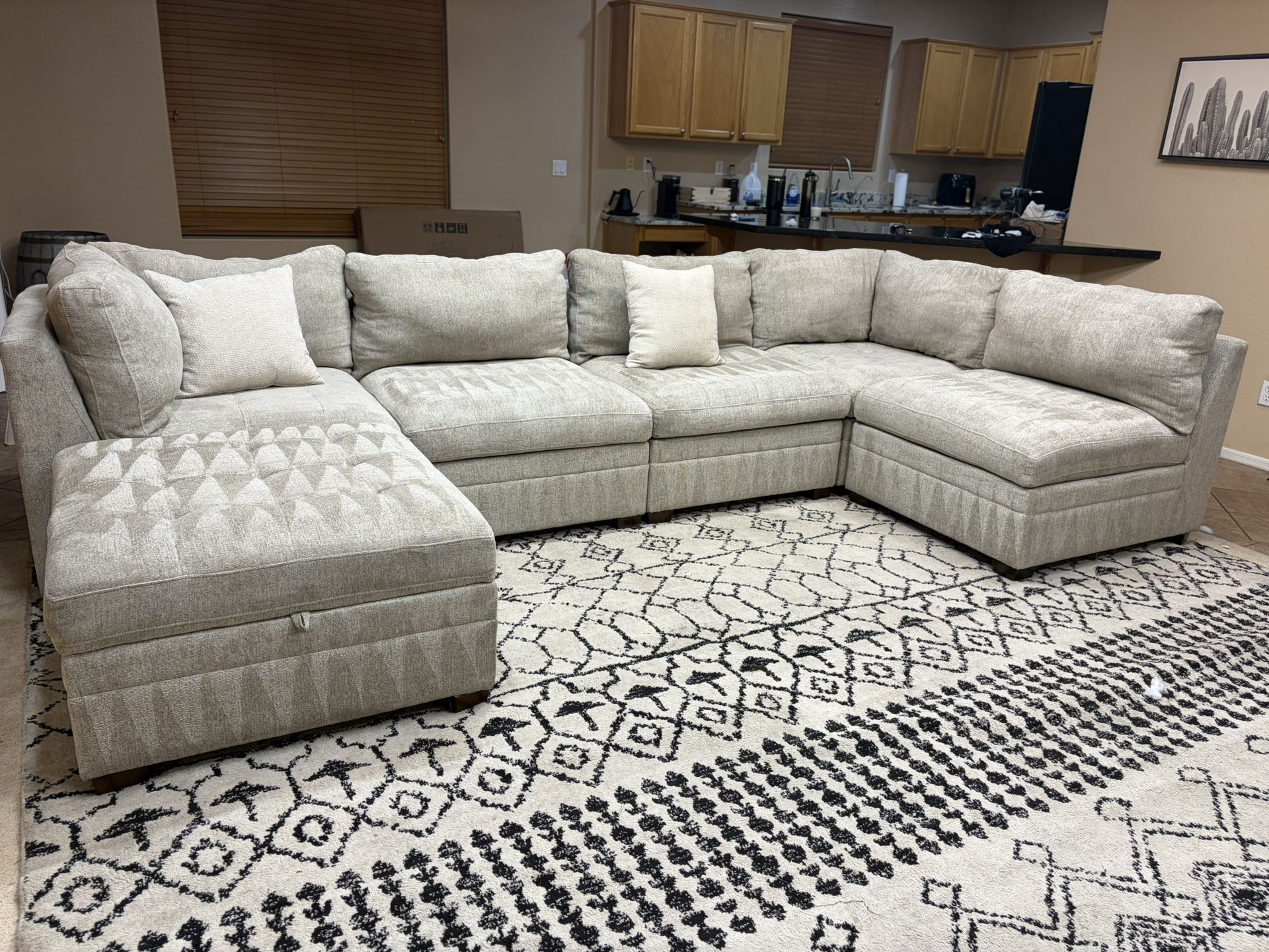 6pc ThomasVille Beige Modular Fabric Sectional