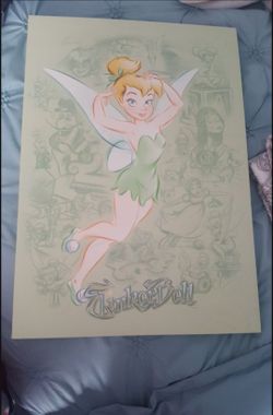 Disney Tinkerbell Peter Pan Canvas Art 23"×16"×1" Sketched Style Wall Hanging Art