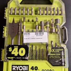 RYOBI DRILL & IMPACT BIT SET
