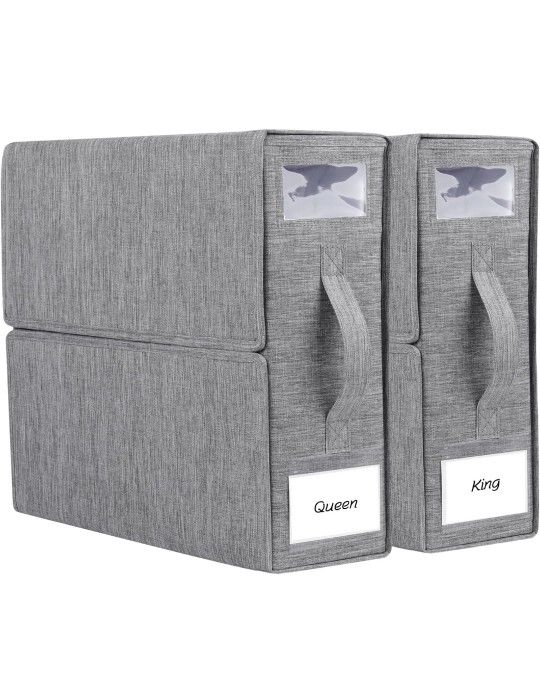 Bed Sheet Organizers and Storage 2 Pack Queen/King Size Foldable Sheet Organizer for Linen Closet Folder Organizer for Duvet Cover Set Bedsheet Organi