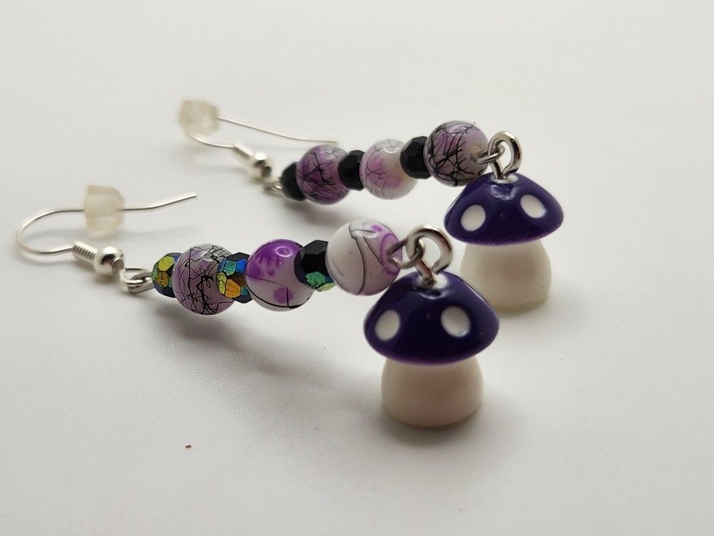 Violet Mushroom Earrings 