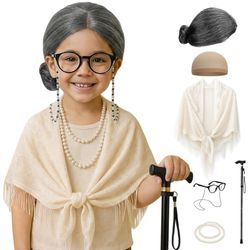 Kids Old Lady Costume 100 Days Halloween/ Disfraz de Viejita Ninas