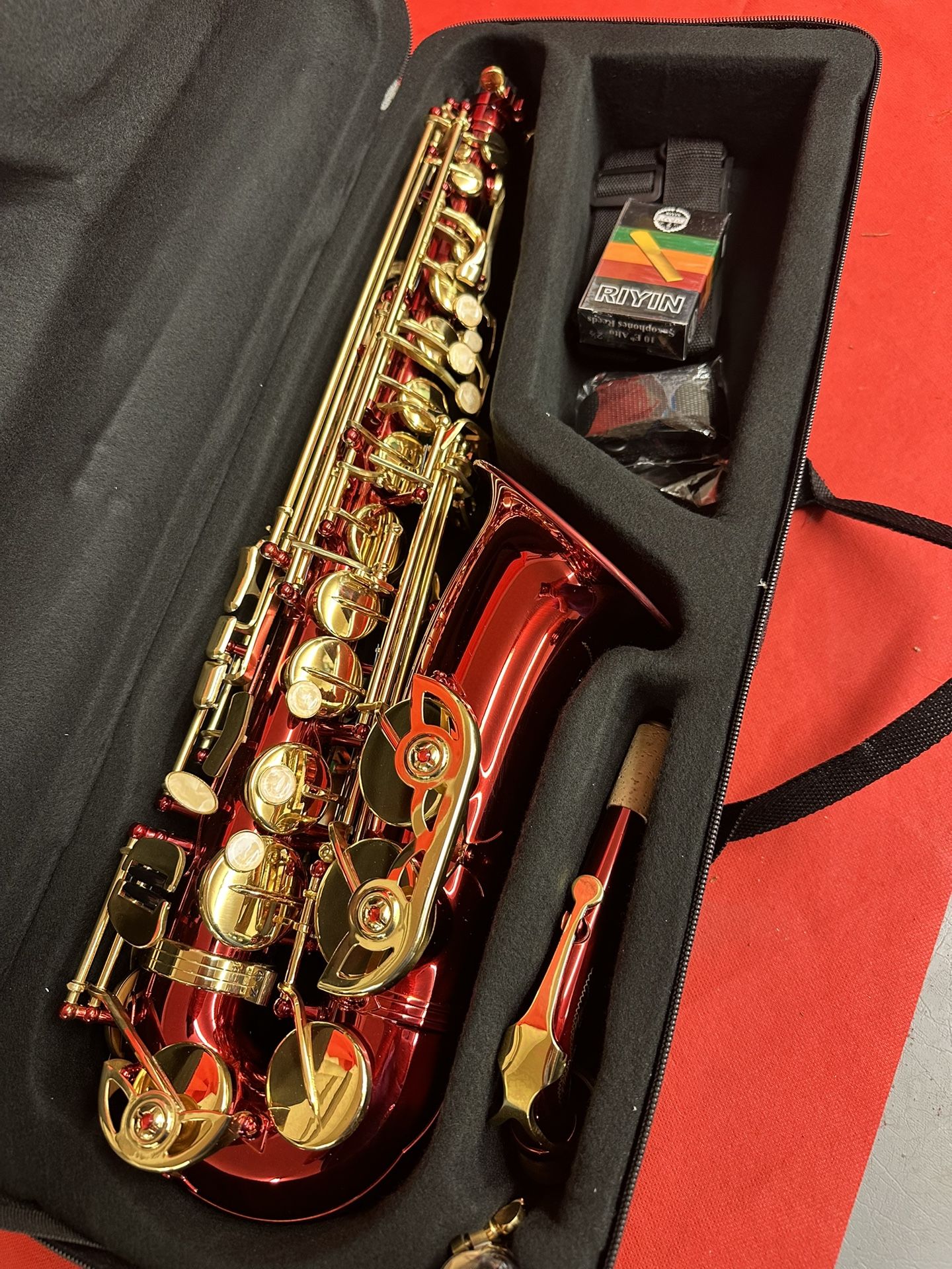 Nice Red and Gold Alto Saxophone with New Box of Reeds $380 Firm