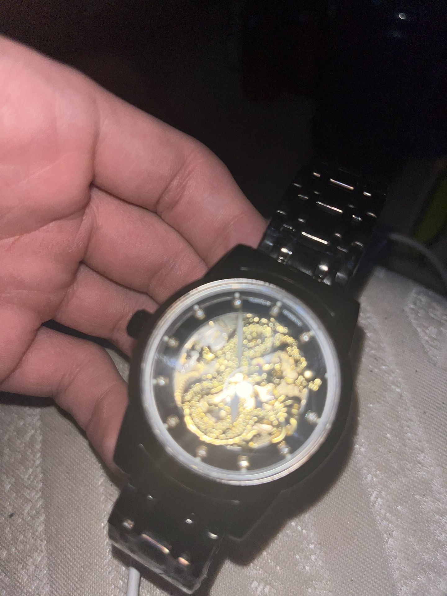  Luxury Mechanical Skeleton Automatic Self-Winding Stainless Steel Lumious Watch