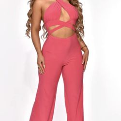 Cutout Hot Pink Jumpsuit