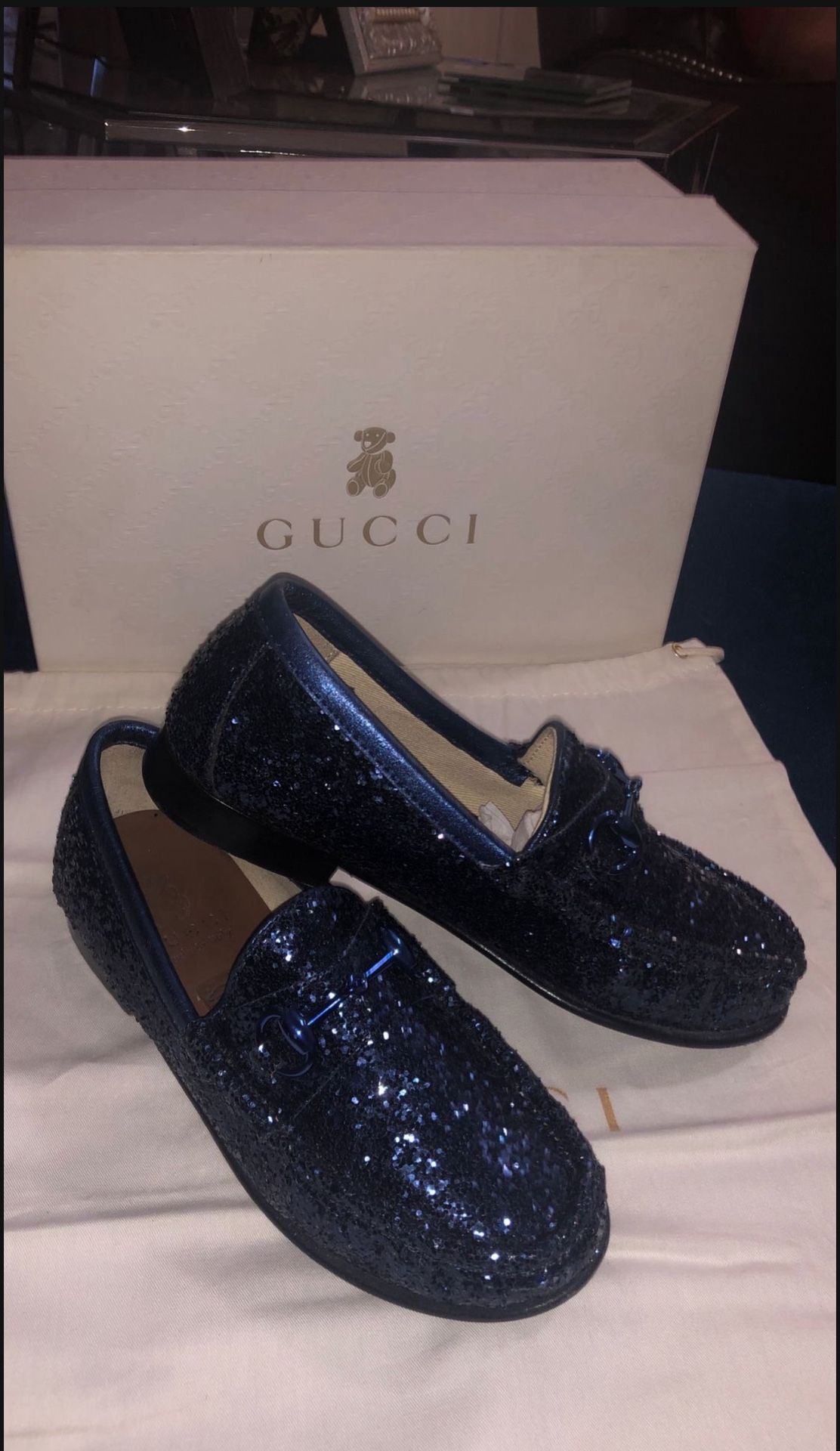Kids Gucci Glitter Loafers