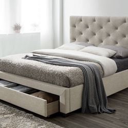 Eastern King Beige Storage Bed Frame Brand New In Box