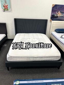 New queen bed frame with mattress