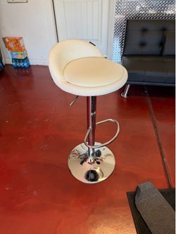 White/chrome faux leather compact adjustable bar stool
