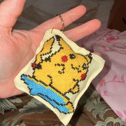 Surfing Pikachu Keychain cross stitch
