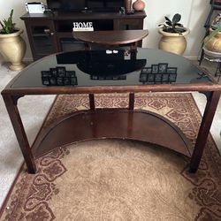 Wooden Desk With Glass Top 