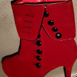 New Red Suede Heel Boots