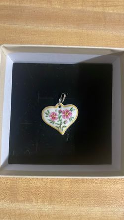 Floral Heart Porcelain Pendant Charm