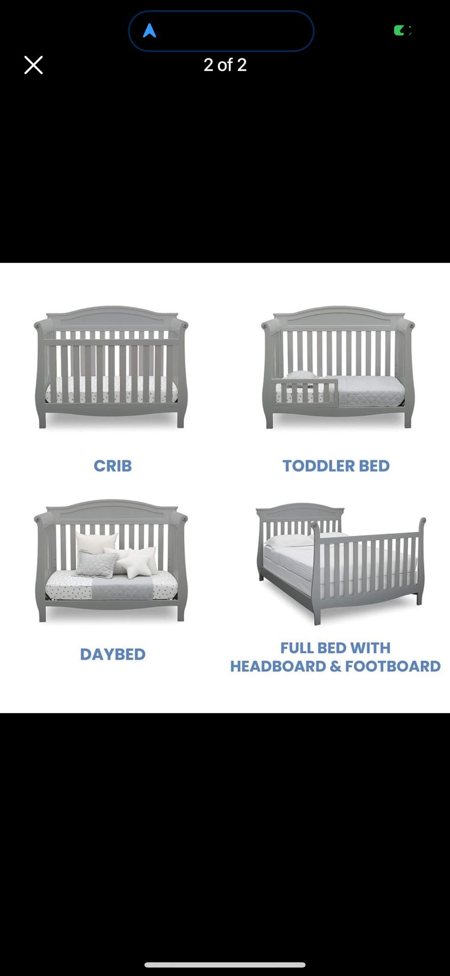 Delta Children Lancaster in Convertible Baby Crib, Grey