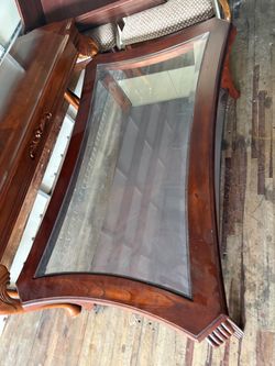 Cherry glass-top coffee table + sofa table