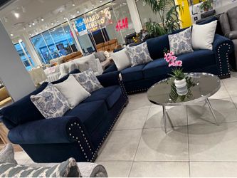 Gorgeous Sofa Set 💙 Blue Fabric