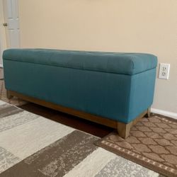 Ottoman Bench (For Storage) With a Hinged Lid, 120x40x40 CM, Mint Green 