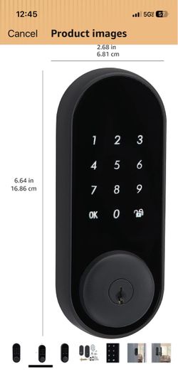 Amazon Basics Grade 2 Contemporary Electronic Touchscreen Keypad Deadbolt Door Lock, 6.64 x 2.68 in, Matte Black