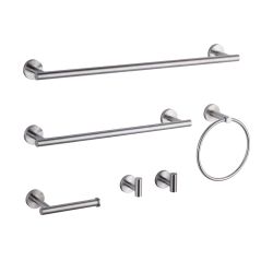 6-Piece Stainless Steel Bathroom Towel Rack Set in Brushed Nickel