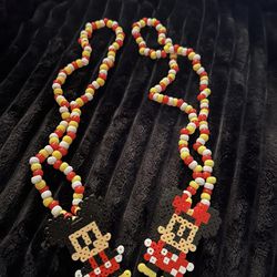 Mickey And Minnie Kandi Perler Beaded EDC Necklaces 