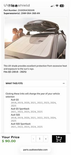 Audi Q5 OEM UV Windshield Sun Shade