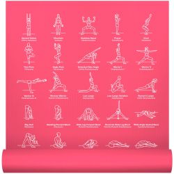 NewMe Fitness Yoga Mat For Women And Men - Large, 5mm Thick, 68 Inch Long, Non Slip Exercise Mats W/ 70 Printed Yoga Poses For Pilates, Workout And St