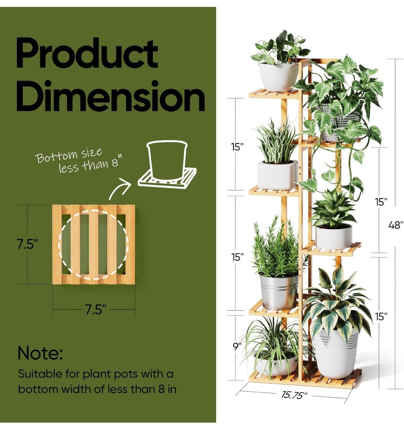 Plant Stand Indoor, 6 Tier 7 Potted Bamboo Plant Stands for Indoor Plants,