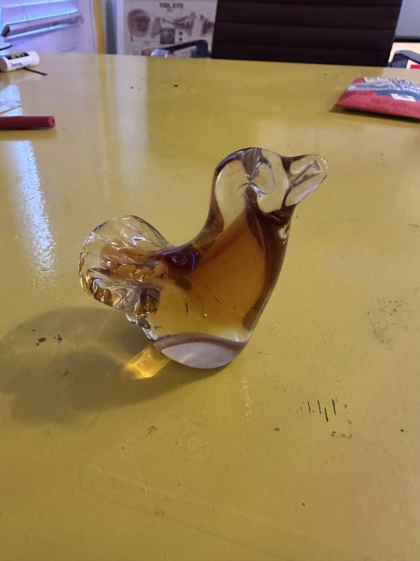 Murano Style Amber Glass Bird – Hand-Blown Beauty