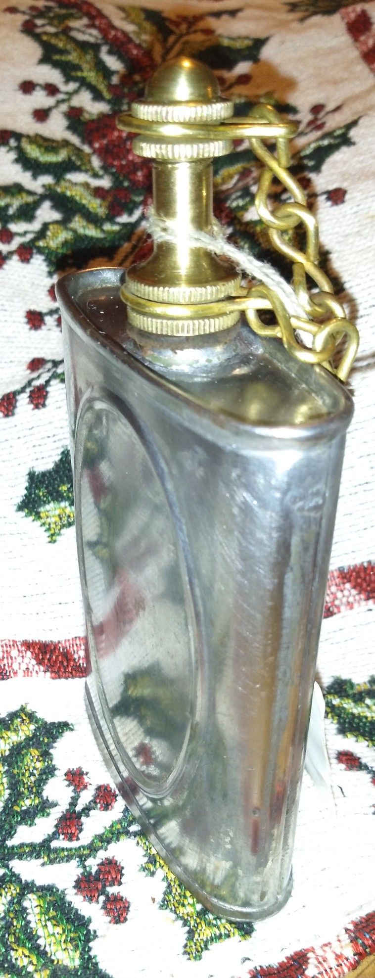 Antique World War II Tan And Brass Oil Gun Flask