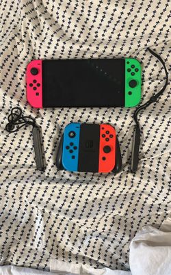 Oled Nintendo Switch With 2 Extra Joy Cons,and Controller Thing, Also Ganes